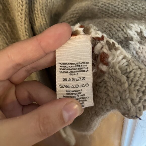 Free People Frosted Fair Isle Cardigan Chunky Sweater Aztec Womens Size Medium - Picture 8 of 9